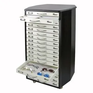 Siyah Kaplama ve Beyaz Gözlük Dolabı